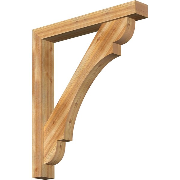 Ekena Millwork Olympic Block Rough Sawn Bracket w/ Offset Brace, Western Red Cedar, 6"W x 42"D x 48"H BKT0604X42X48OLY05RWR - main